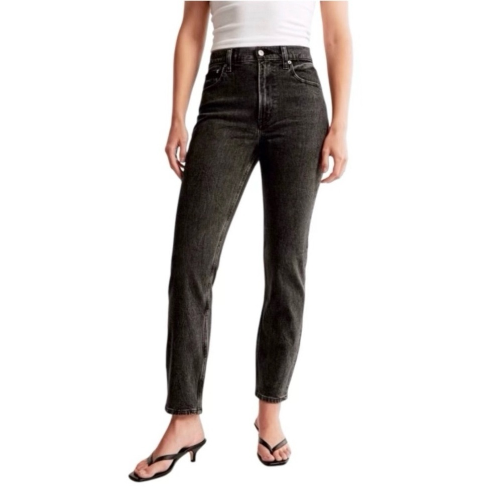 Abercrombie Fitch 2 Short (26S) The Mom High Rise Women's Jeans Faded Black